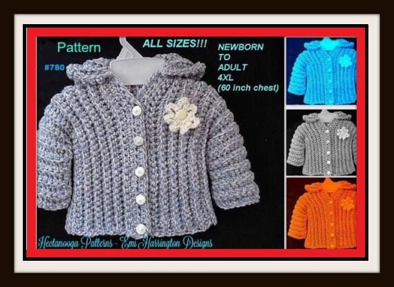 CROCHET PATTERN Sweater, Unisex Sweater pattern, cardigan or hoodie, crochet sweater, Baby, Child, Toddler, Teen, Adult, Plus size  #780
