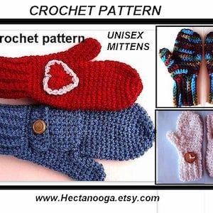 CROCHET PATTERN MITTENS, pattern no 89...  Great Looking mittens to crochet..Instant digital download