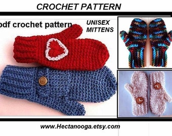 CROCHET PATTERN MITTENS, pattern no 89...  Great Looking mittens to crochet..Instant digital download