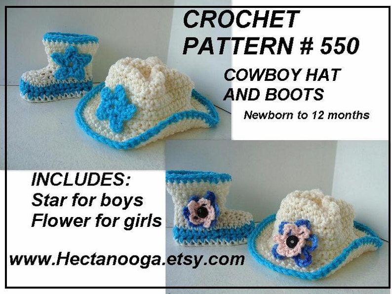 Crochet pattern for babies, Easy Crochet Pattern Cowboy Boots Cowboy Hat Cowboy Vest for Baby, newborn to 12 months, number 550 image 4