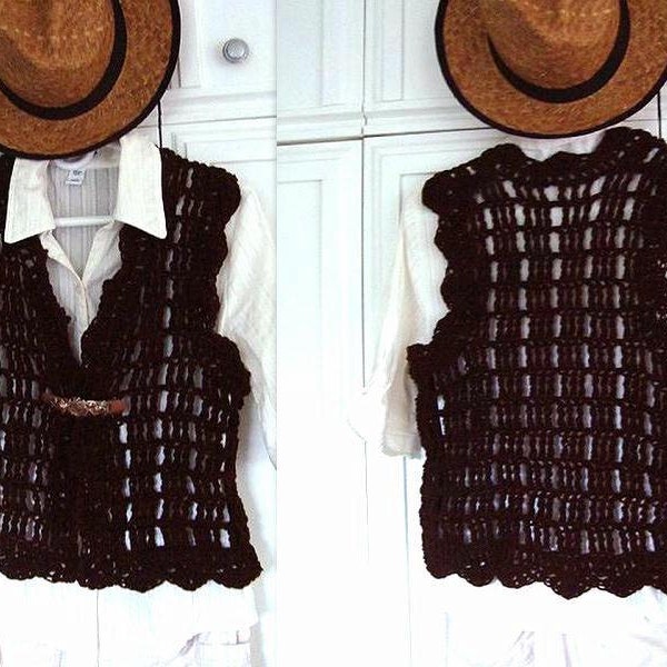 CROCHET Vest or Shrug, size 28 - 60 inch chest, Crochet PATTERN for teens and women's clothing, pdf digital download #704, craft supplies