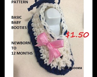 crochet Baby Booties PATTERN, Newborn Baby Booties, crochet for baby, baby shower gift, new baby gift, 12 months booties, #1000BB