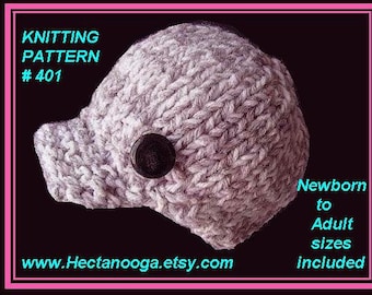 Hat Knitting Pattern, knitting supplies, UNISEX Newsboy hat, Chunky style,   sizes newborn to adult, permission to sell your hats, num 401