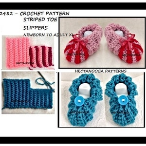 crochet slippers, CROCHET PATTERNS,  worked flat, unisex slippers, men, women, kids, toddler, baby booties, boys, child, adult, #2482