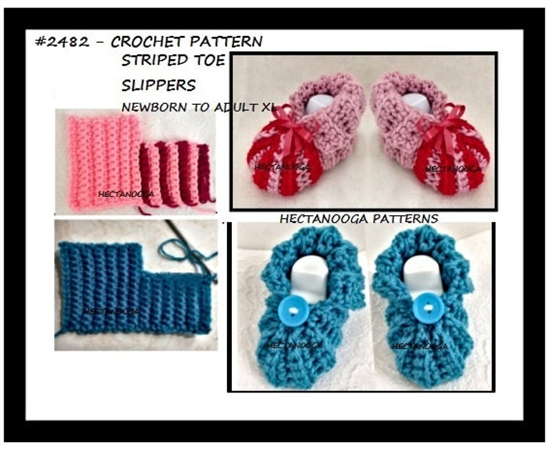 crochet slippers, CROCHET PATTERNS, worked flat, unisex slippers, men, women, kids, toddler, baby booties, boys, child, adult, 2482 image 1