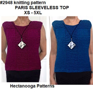 KNIT SWEATER PATTERN, Sleeveless Top or Vest, Unisex style, xs to 5xl plus size, easy beginner pattern, worked flat, 2948, teens and women image 1