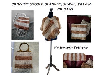 CROCHET PATTERNS, Shawl, Pillow, Blanket, Bags and Purses. 4 Piece Pattern Pack, #3059 Hectanooga Patterns