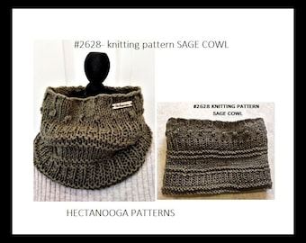Knit Cowl Pattern, KNITTING PATTERNS,  Easy Unisex knitting for beginners.  #2628, FREE pattern link in the description