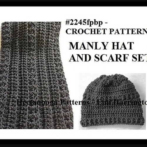 Men's Hat and Scarf Set Crochet Pattern Men's Crochet Etsy