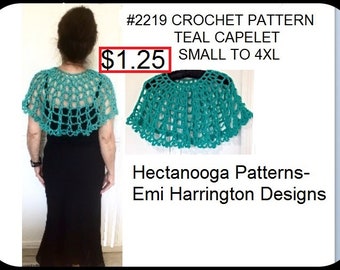 Easy crochet capelet pattern, Shawlette pattern, Prom shawl, dress embellishment, All sizes, #2218yt, Small, Med, Large, XL, 4XL