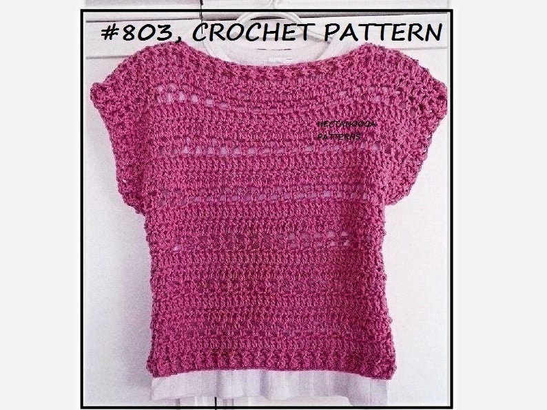 Easy CROCHET SWEATER PATTERN, Pink Summer Shell Top, 5 yrs to Adult 4XL, Easy Pattern, 803, Women's clothing, Children, girls, teens image 3