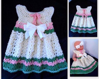 CROCHET PATTERN, Girl's dress, baby dress, easy crochet children's clothing, sundress or pinafore, Newborn to 4 Years,  # 775