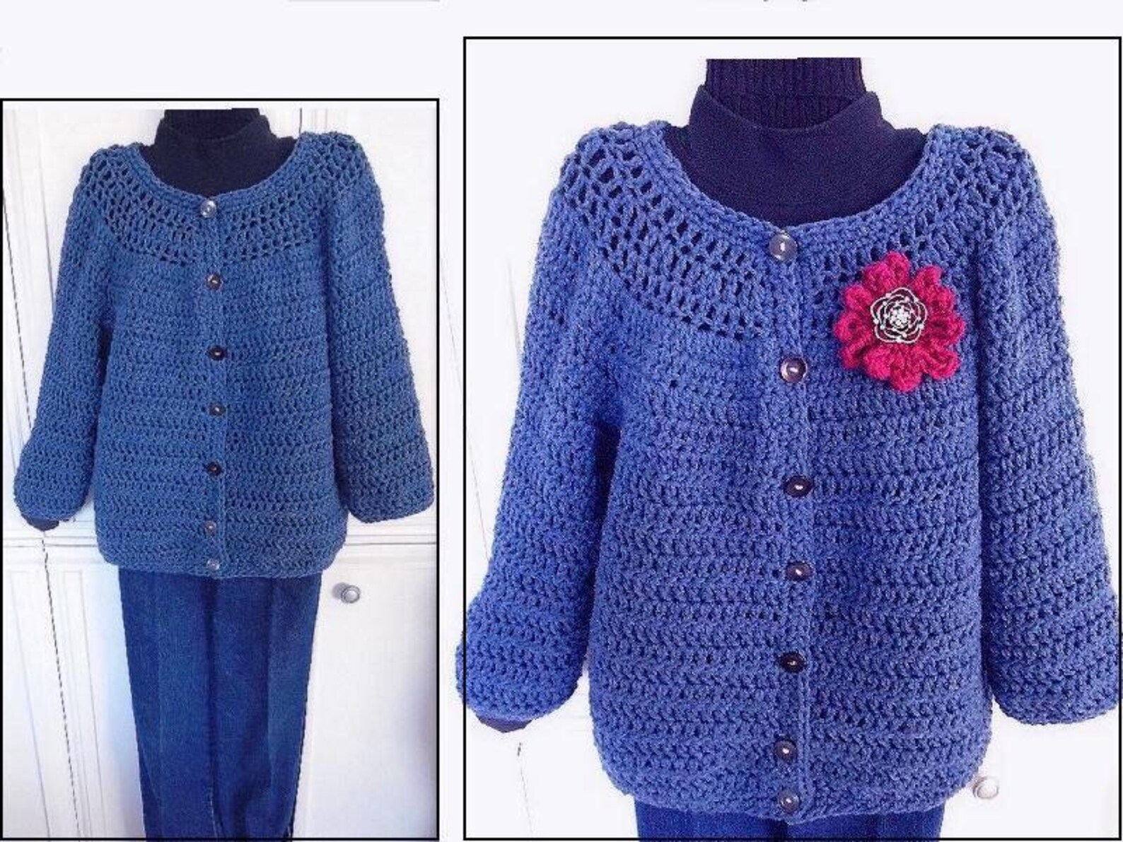 CROCHET Cardigan SWEATER PATTERN Women's Small Med. L Etsy