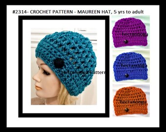 Easy Hat CROCHET PATTERN, easy crochet hat for girls, teens and women, #2314, Free Crochet Pattern see description information