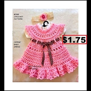 Easy CROCHET Baby Dress PATTERN,  Girl&#39;s Dress, Patterns for kids, babies, newborn- 3 months , #2566
