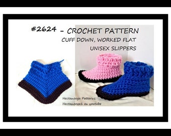crochet pattern, Unisex Slippers, child-teen-adult, Easy crochet slippers, video available, men, women, kids, #2624