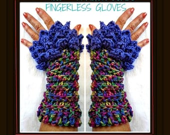 Crochet Pattern, Fingerless gloves,  Dragon Scale, mermaid stitch -  crocodile stitch glove. dragon glove pattern, #1086