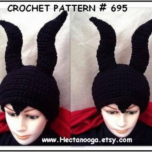 Great Horned Hat, CosPlay, Halloween Costume, CROCHET PATTERN, Newborn to adult, play hat, dress-up hat, fantasy, role playing, #695