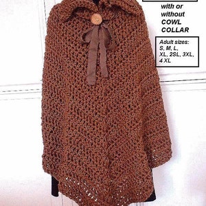 Easy Poncho Cape, Crochet PATTERNs, shawl, shrug, 735 Make it any length, All women's sizes: s, m, l, xl, 2x., 3xl, 4xl image 4