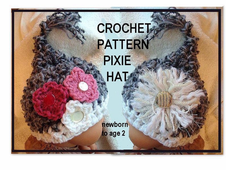 Easy Crochet Patterns, Diaper Cover, Pixie Hat, num. 459, newborn to age 2, baby, accessories, clothing, children, photo props, ok to sell image 3