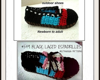 Easy CROCHET Patterns, street shoes, sandals, espadrilles, slippers, newborn to adult, outdoor shoes, pdf  # 549