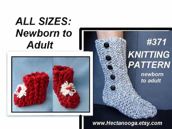 KNITTING Pattern Flat Knit Slippers Num 371 KNITTED Wooly Boot Slippers Newborn to Adult Sizes Knitting for Beginners Ok to Sell Them Etsy