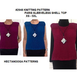KNIT SWEATER PATTERN, Sleeveless Top or Vest, Unisex style, xs to 5xl plus size, easy beginner pattern, worked flat, 2948, teens and women image 5