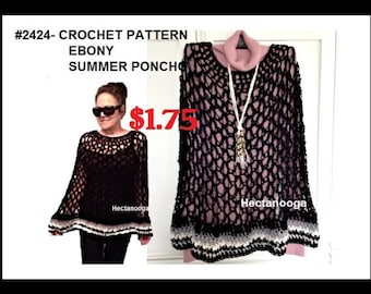 Easy CROCHET PONCHO PATTERN, Easy Summer Poncho, small to 4XL plus size. #2424