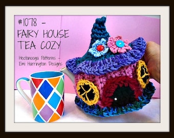 CROCHET PATTERN, Tea Pot Cozy, cosy, Fairy  Pixie House, Gnome House, Leprechaun house, Easy, #1078, home decor, kitchen, whimsy, cottage