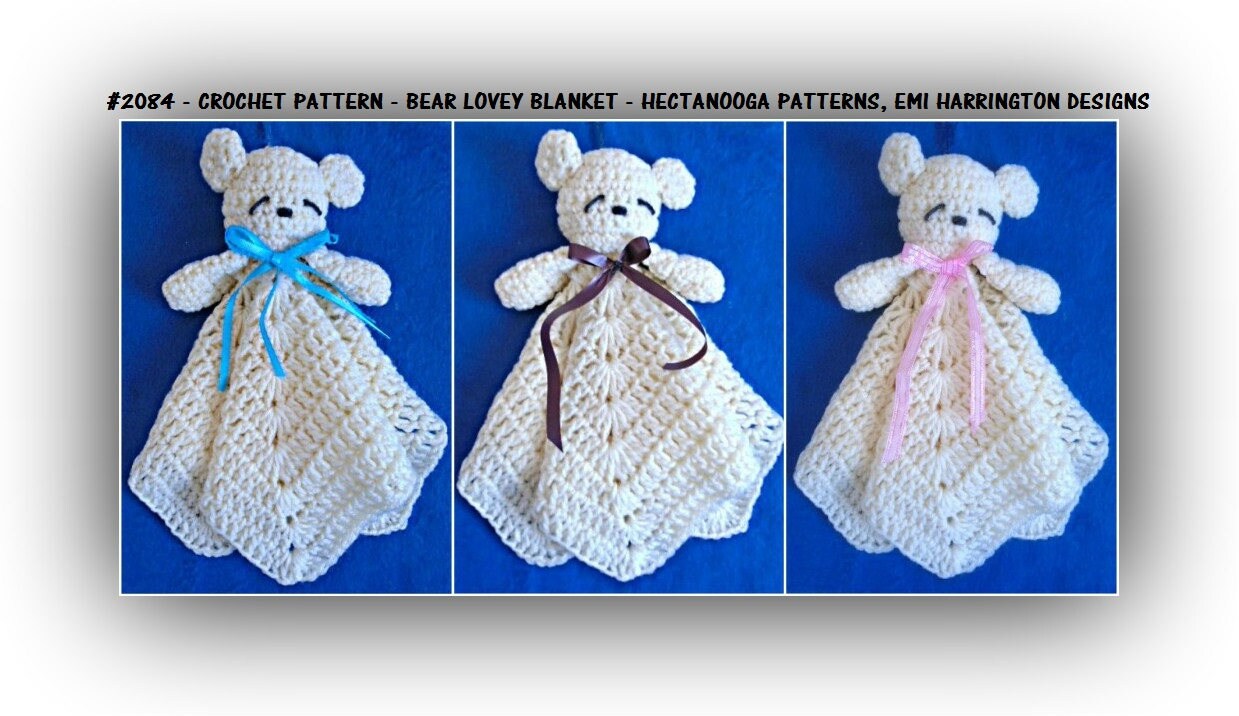 CROCHET PATTERN Gift for Baby Sleepy Bear Lovey Blanket Etsy