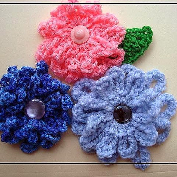 Easy CROCHET PATTERNs, flower# 580. 3 Layer Rose, make them in various sizes, permission to sell them
