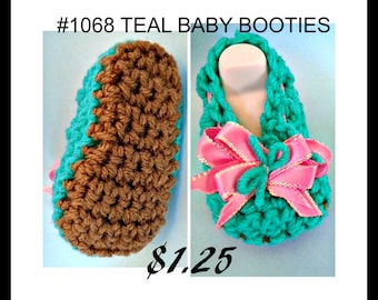 Easy CROCHET Baby Booties PATTERN, Newborn to 12 months, easy pattern with video tutorial, #1068, make in pink or blue for gender reveal