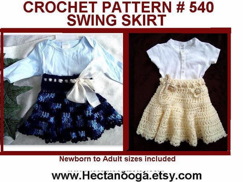 CROCHET skirt PATTERNs, clothing, Swing Skirt, 540 all sizes from Newborn to adult, ok to sell them, craft supplies, diy handmade patterns image 3