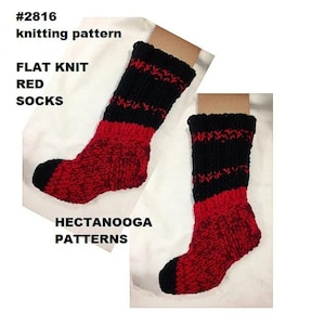 knit socks pattern, flat knit socks, knitting patterns, Adult S to XL (shoe size 6 - 15), Chunky cottage socks, bed stockings, #2816, Easy