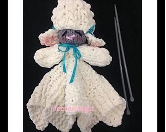 KNIT LAMB LOVEY pattern, Baby Gift, Shower Gift, Easy Knitting Toy Pattern, #2620, Baby Comfort Toy, Security Blanket, Hectanooga Patterns