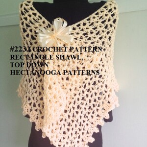 Easy CROCHET SHAWL PATTERN, Top Down Rectangle, Easy shawl, Prayer Shawl, Crochet for women, 2232yt image 5