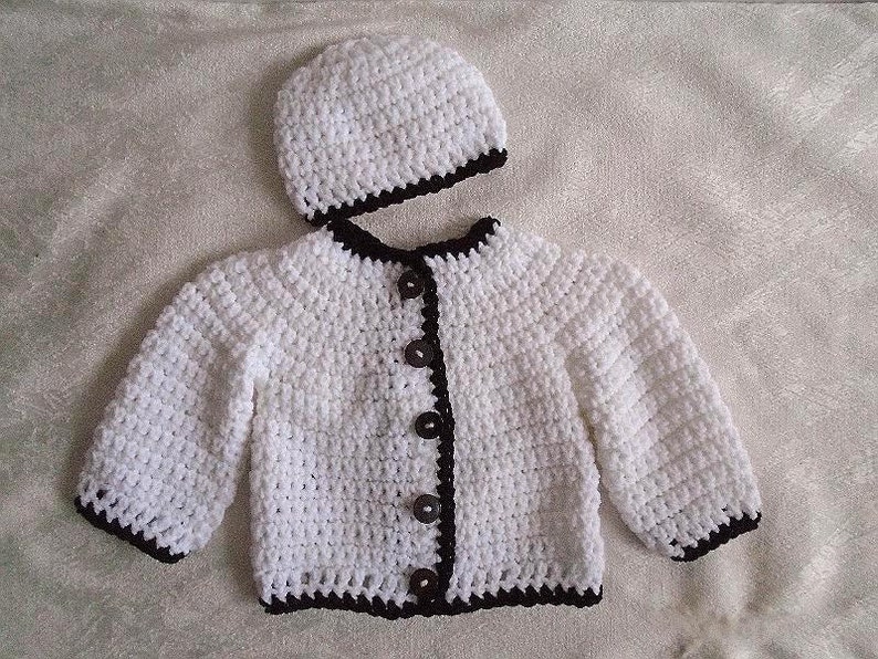 CROCHET SWEATER PATTERN, Crochet for kids, Cardigan & Hat set, Newborn to 4 yrs, Unisex, Boys Girls, Children's Clothing, child 801 image 3