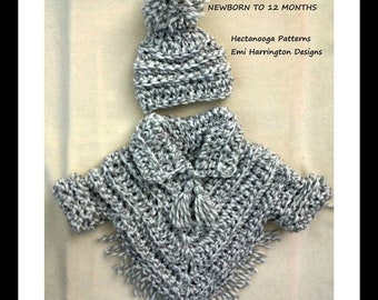pdf crochet pattern, Baby crochet, baby poncho set, crochet baby sweater, hat and poncho, 2064 , crochet for baby, children's clothing