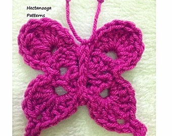 crochet BUTTERFLY applique, easy crochet pattern with video, #2981