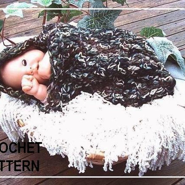 Crochet PATTERN, Hooded Pod Cocoon, photo prop,  number 324, INSTANT digital download