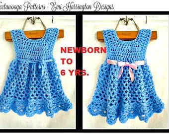 Crochet PATTERN, Baby Dress, Baby Girl Pattern, arms free, Crochet Newborn Infant Dress Pattern, Baby Girl Clothes, Crochet Baby Dress, #990