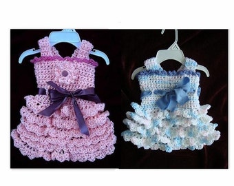 CROCHET PATTERN, crochet Baby Dress, Girls Dress Flapper Style, Lacy Ruffles, newborn to adult  - # 583 , jumper or sundress girl's dress