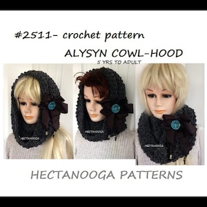 Easy crochet patterns, Hood-Cowl pattern, Alysyn, Women and girls clothing, winter clothing, #2511