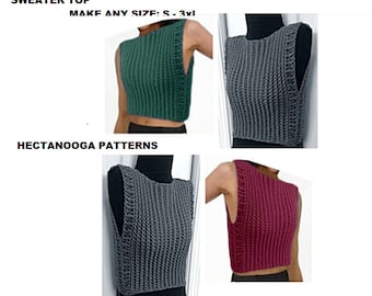 CROCHET SWEATER PATTERN, Shirlene Sleeveless Summer shell top, women and teen's clothing, Small-3XL, looks like knit, easy pattern, #2924