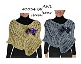 MODELLO PER LAVORO A MAGLIA, Sciarpa grande a maglia, scialle facile e veloce da lavorare per donna, n. 3034, livello principiante, scialli e mantelli