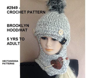 knit hat patterns, UNISEX BALACLAVA HOOD, Beginner knitting pattern, 6 sizes from 5 yrs to adult, Warm winter clothing, hectanooga. #2949