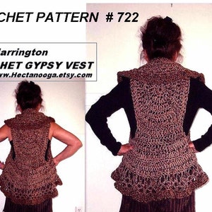 Crochet PATTERN, VEST num. 722, Chunky cool weather circular vest,  make it any size from small to 4XL,  vest, bohemian, clothing