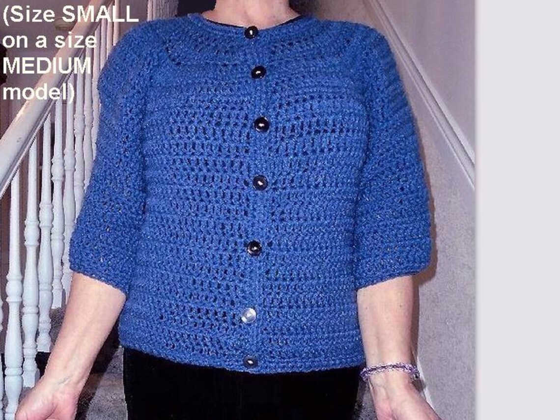 CROCHET Cardigan SWEATER PATTERN Women's Small Med. L Etsy