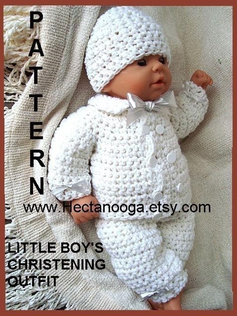 Crochet Pattern Boy Baby Christening Outfit 226 Double Etsy