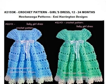 Easy crochet pattern, Baby Girl Crochet Dress, 1 - 2 yrs, Quick and easy to crochet, pdf instant download, #2193-2, Hectanooga Patterns